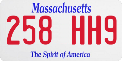 MA license plate 258HH9