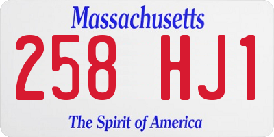 MA license plate 258HJ1