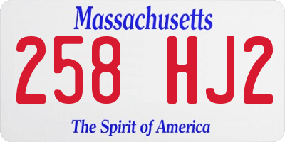 MA license plate 258HJ2