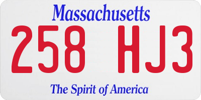 MA license plate 258HJ3