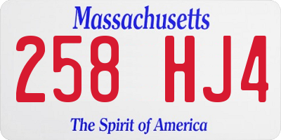 MA license plate 258HJ4
