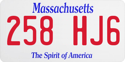 MA license plate 258HJ6