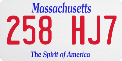 MA license plate 258HJ7
