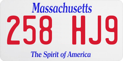 MA license plate 258HJ9
