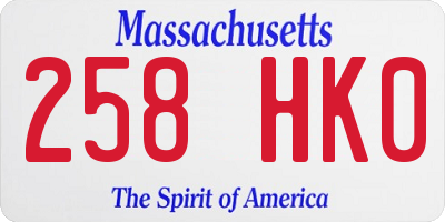 MA license plate 258HK0