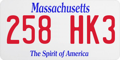 MA license plate 258HK3