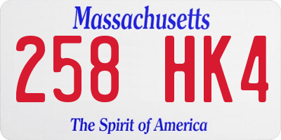 MA license plate 258HK4