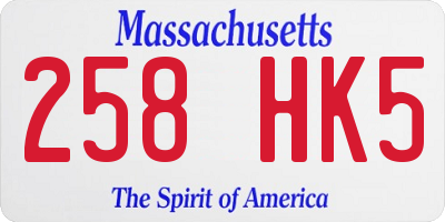 MA license plate 258HK5
