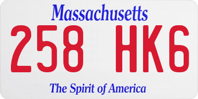 MA license plate 258HK6