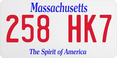MA license plate 258HK7