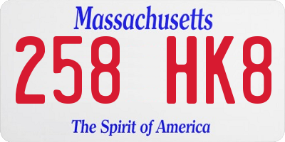MA license plate 258HK8