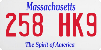 MA license plate 258HK9
