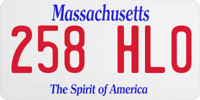 MA license plate 258HL0
