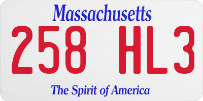 MA license plate 258HL3