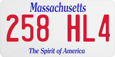 MA license plate 258HL4