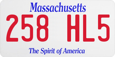 MA license plate 258HL5