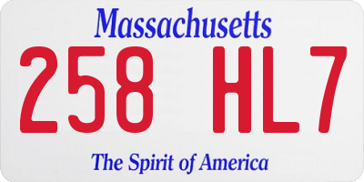MA license plate 258HL7