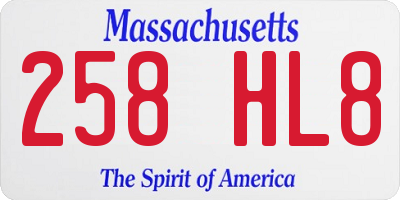 MA license plate 258HL8