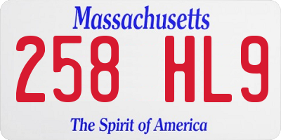 MA license plate 258HL9