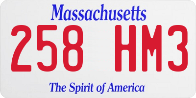 MA license plate 258HM3