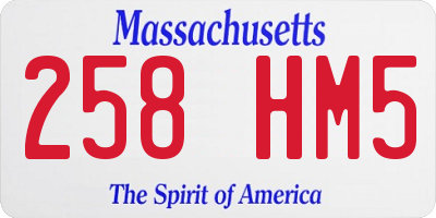 MA license plate 258HM5