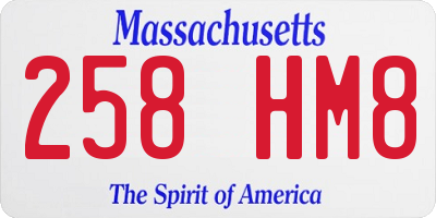MA license plate 258HM8