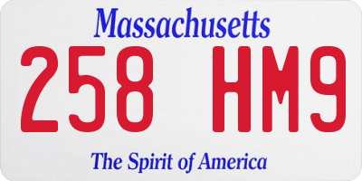 MA license plate 258HM9