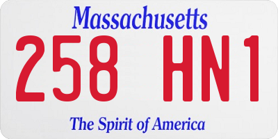 MA license plate 258HN1