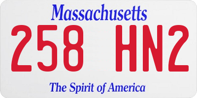 MA license plate 258HN2