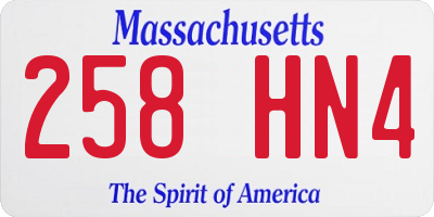 MA license plate 258HN4
