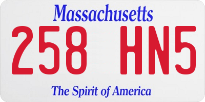 MA license plate 258HN5