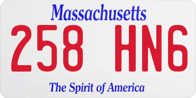 MA license plate 258HN6