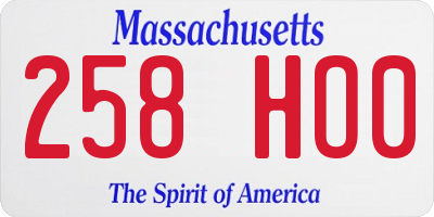 MA license plate 258HO0