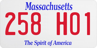 MA license plate 258HO1