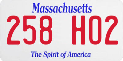 MA license plate 258HO2