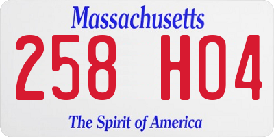 MA license plate 258HO4