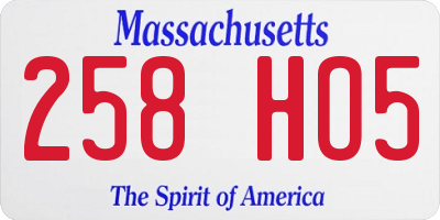 MA license plate 258HO5