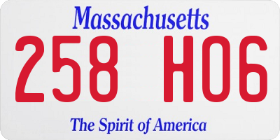 MA license plate 258HO6