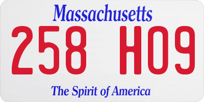 MA license plate 258HO9