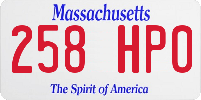 MA license plate 258HP0