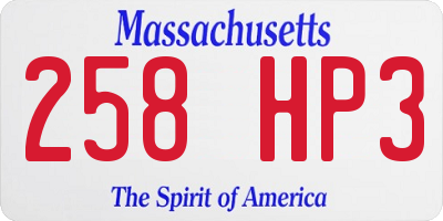 MA license plate 258HP3
