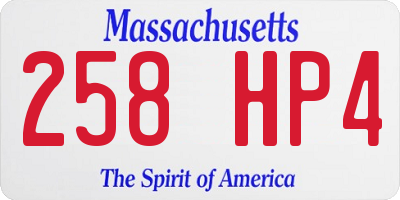MA license plate 258HP4