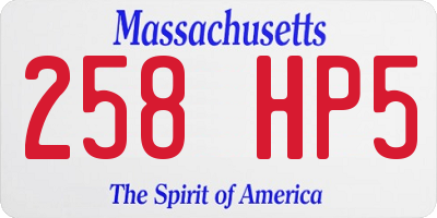 MA license plate 258HP5