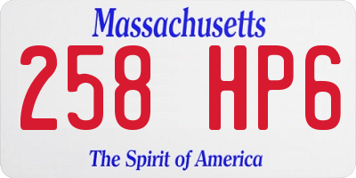 MA license plate 258HP6