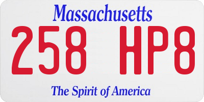 MA license plate 258HP8