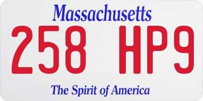 MA license plate 258HP9