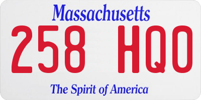 MA license plate 258HQ0