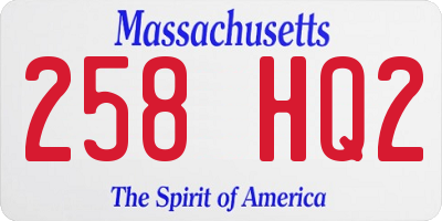 MA license plate 258HQ2