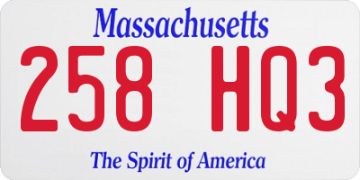 MA license plate 258HQ3