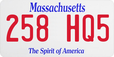MA license plate 258HQ5